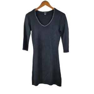 Vintage Y2K Guess Sweater Mini Dress Size Small Wool Blend LBD Black grey